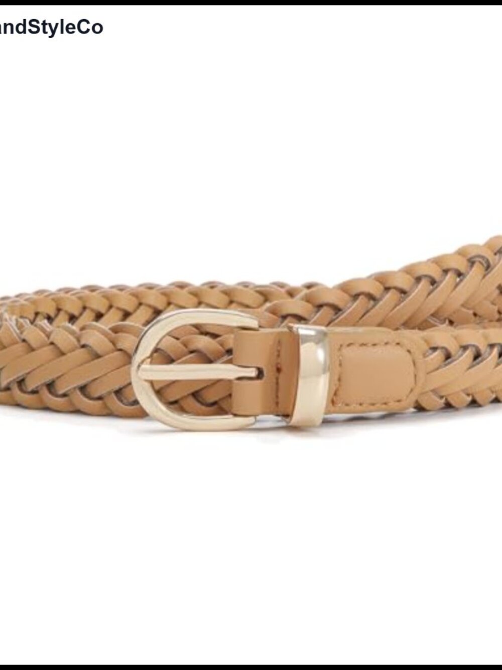 Faux Leather Braided Woven Belt Adjustable No Holes Skinny 0.75 Inch
